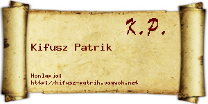 Kifusz Patrik névjegykártya